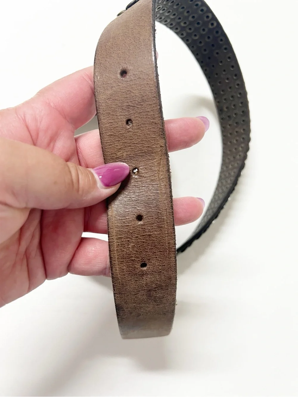 Pieces Womens Boho Brown Leather Mixed Metal Stud Belt without Buckle Size 85